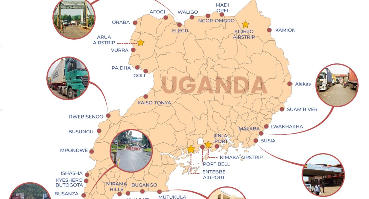 Map of Uganda showing official Points of entry