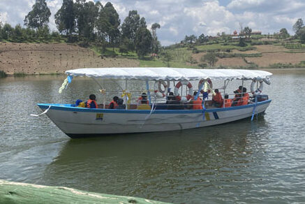 Boat riding on lake Bunyonyi