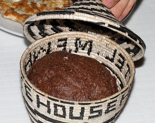 Millet bread inside a locally woven basket