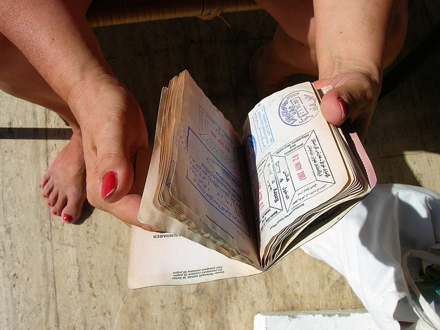 Passport with immigration stamps